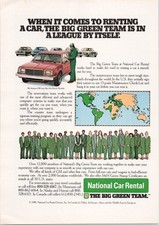 National Car Rental 1980 Vintage Print Ad Big Green Team Buick Skylark