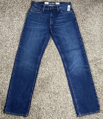 Old Navy Jeans Mens Blue Cotton Denim Straight Loose/Ample Faded Workwear 30x34