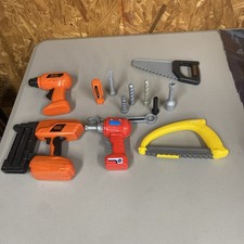 Kids Black Decker power drill 13 toy and tools Lot They Still Work
