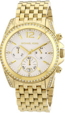 NEW MICHAEL KORS GOLD TONE PRESSLEY CRYSTAL WHITE CHRONOGRAPH DIAL WATCH MK5835