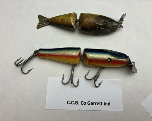 Leurre de pêche antique en bois avec des yeux en verre, Creek Chub Bait