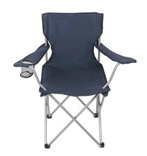Ozark Trail Basic Quad Folding Camp Chair with Cup Holder, Dark Blue, Adult NEW
