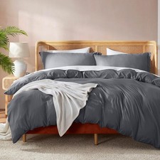 Nestl Dark Grey Duvet Cover Queen Size - Soft Double Brushed Queen Duvet Cove...