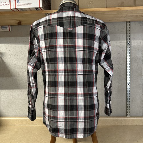 Rodeo Clothing Co Long Sleeve Pearl Snap Shirt Men’s S Small Black Plaid - Picture 3 of 4