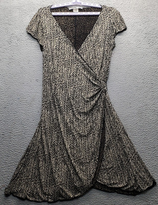 Max Studio Wrap Dress Womens 3X Multi Stretch Cap-Sleeve Side Ruched Made USA