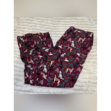 Lands' End Kids Maroon Holiday Dog Print Pajama Pants