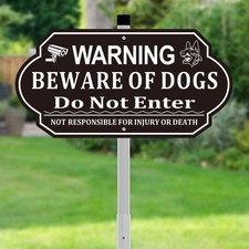 Beware of Dog Sign, Signs for Fence Do Not 14 x 7 inches, Black