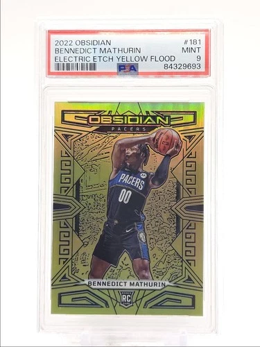 BENNEDICT MATHURIN 2022-23 OBSIDIAN ROOKIE ETCH YELLOW FLOOD RC /10 PSA 9 Q4935