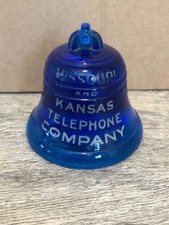 Missouri and Kansas Telephone Company Blue Glass Paperweight
