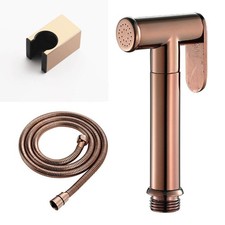 Brass Slim Rose Gold Handheld Toilet Bidet Sprayer Set 1.5m Hose SUS ABS Bracket