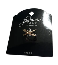 New Jasmine Lane Jewelry Co Size 7 Gold Tone Criss Cross Ring