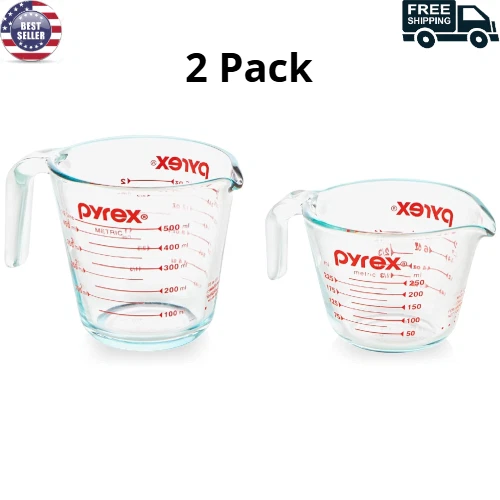 Glass Measuring Cups Set Microwavable For Prepping Baking Cooking 2 Pack NEW
Opens in a new window o