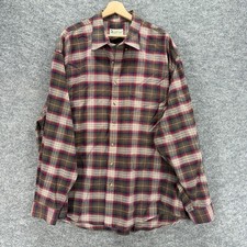 Eddie Bauer Shirt Men 2XL Gray Plaid Button Up Collared Long Sleeve Pockets