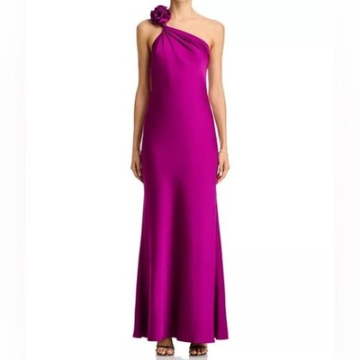 Liv Foster Clara Satin Long Dress Wine Berry Women s Sz 2