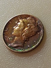 Mercury Dime BU Monster Toned Red Beauty 1940 !