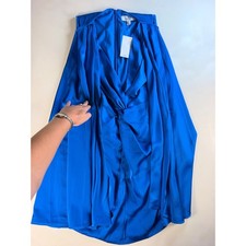 Belle Badgley Mischka Dress Women Size 2 Blue Y2k Style Draped Twist Satin