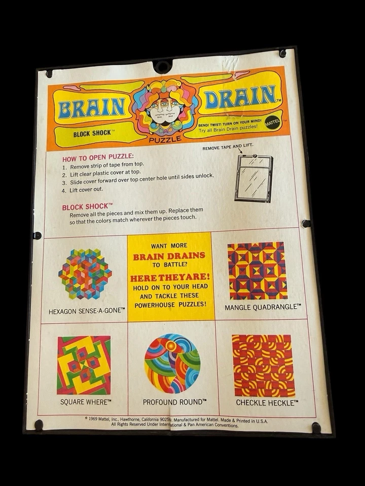 Rompecabezas Block Shock Psychadelic Brain Drin 1969 de Mattel de colección rompecabezas Foto 2 de 3