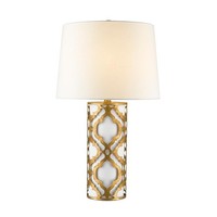 Weiß Gold Klassisch Tischlampe Nachtlampe 1X100W/E27 38X79 [Cm]