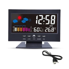Digital Weather Stations Clock With Temperature Trend Indicator Display Meter