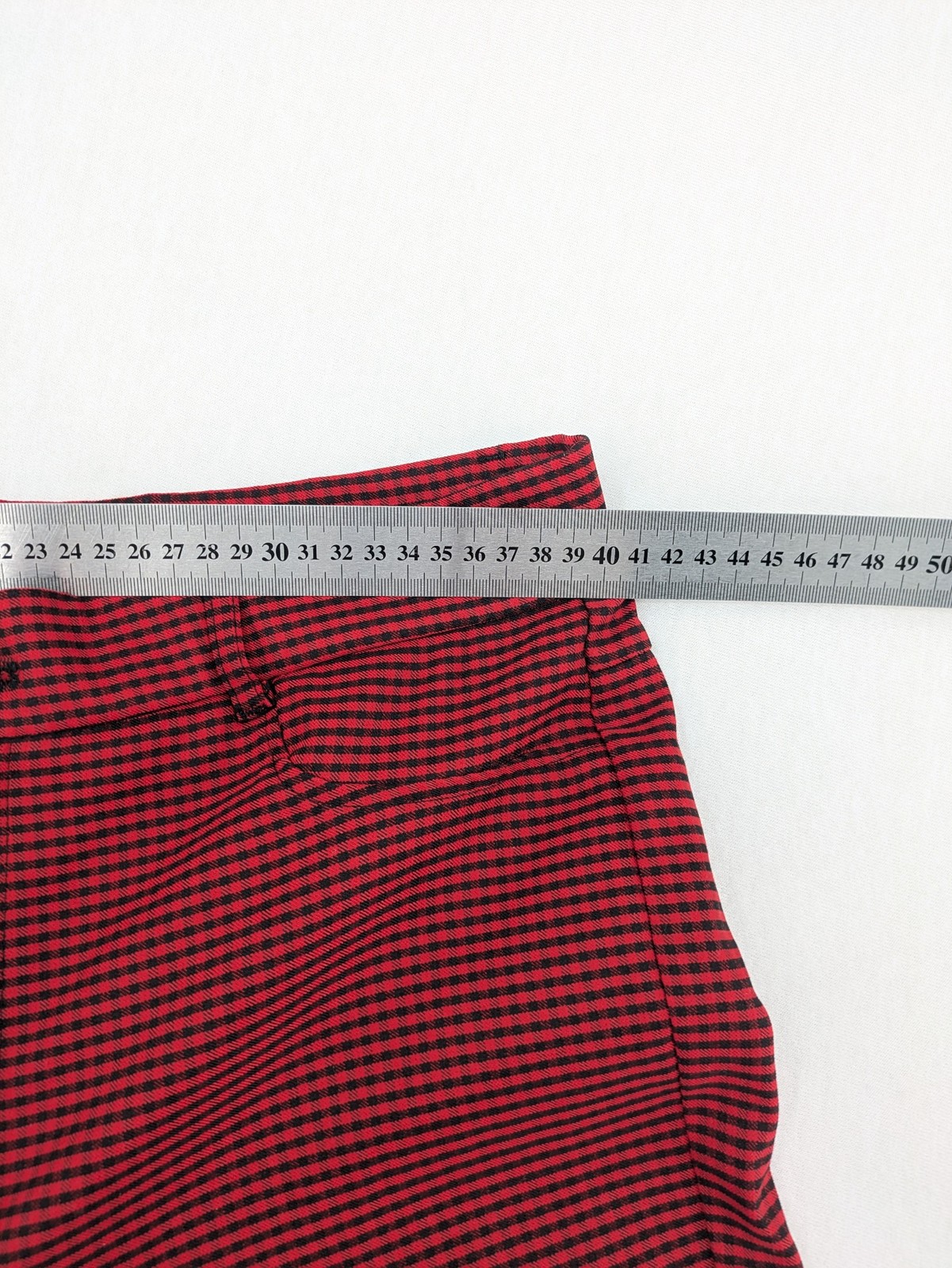 ZARA Mens Trousers XL Red Black Gingham Check Slim Fit Stretch Pants image 7