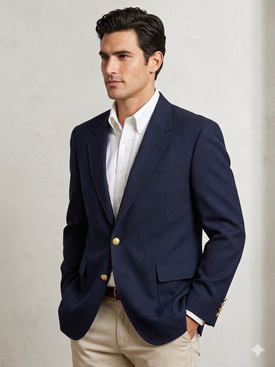 Vtg Orvis Men 42R Classic Navy Blue Wool Blazer Sport Coat Gold Buttons USA Made