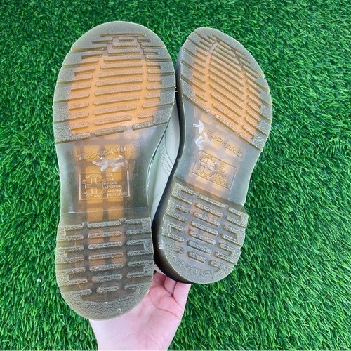 Bottes de combat à lacets en cuir lisse blanc Dr. Martens AirWair Classic 1460 - Photo 7/8