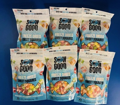 6x Sow Good Freeze Dried Sweet Squares Bites Candy 4.2 oz Bulk Lot BB 07/27