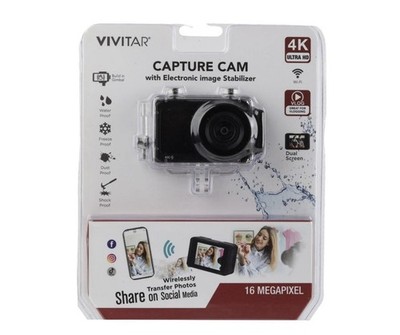 Vivitar Capture Cam 4K Dual-Screen Action Camera - Black (DVR922HD-EIS) Open Box