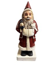Vintage Silversti Santa Figure 13” Wooden Hand Carved & Painted Folk Art