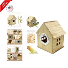 Parakeet Nesting Box Wooden Bird House for Cage Parrot Breeding Mating Box fo...