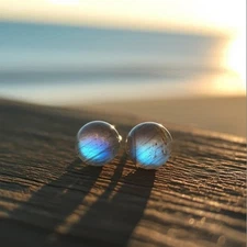 Natural Labradorite Crystal Healing Reiki Chakra Minimalist Stud Earrings Gift