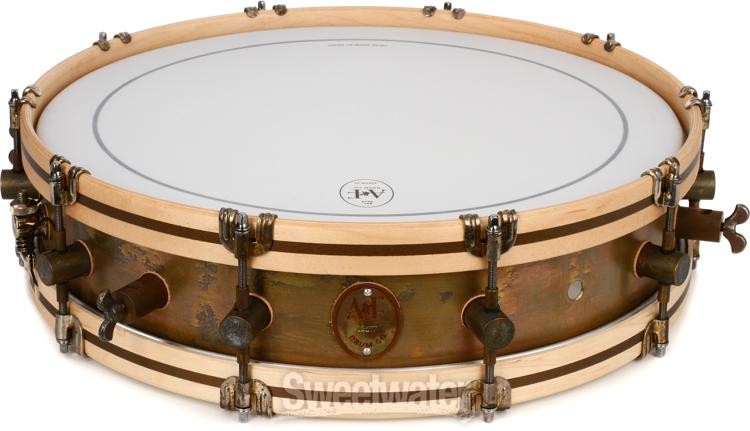 A&F Drum Company Gun Shot Snare Drum - 4" x 18" - Raw Brass