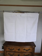 Vintage French 100 Pure Linen Euro Sham 25x30 Embroidered Geometric w Buttons