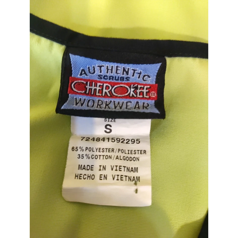 Blusa Médica Cherokss Work Wear para Mujer Talla Pequeña Verde Lima Brillante Negra Foto 4 de 4