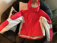 Lands' End Kids Colorblock Hooded Winter Jacket Red White M 10-12