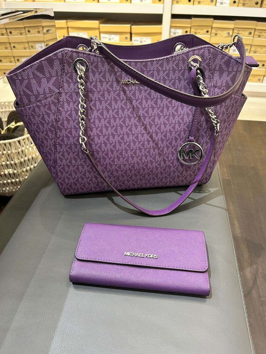Michael Kors Large Chain Tote Bag Handbag Purse + Trifold Wallet