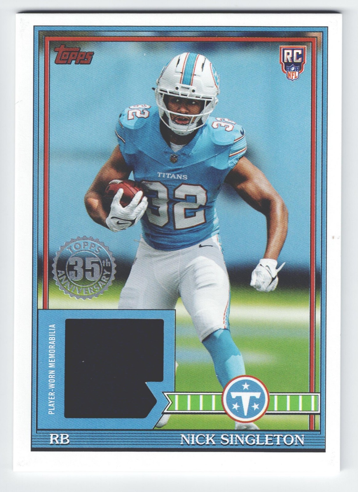 2026 Topps Football NFL Nick Singleton Rookie RC 1991 Jersey Relic #91RR-NS