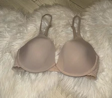 Natori Plush Full Fit Contour Bra Lined Underwure Womens 30DDD Beige 731222