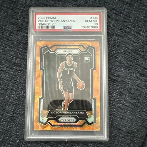 2023 Panini Prizm Victor Wembanyama Orange Ice #136 RC Spurs PSA 10