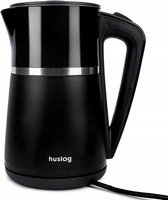 Wasserkocher 1,7L 2200W Doppelwandig, Schnellkochfunktion, Kabellos, Schwarz
