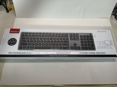 Macally Rechargeable Backlit Quick Switch Bluetooth Keyboard (BTBLZKEYSG)