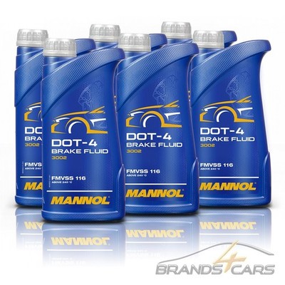 MANNOL 6x 1 L BRAKE FLUID DOT4 BREMSFLÜSSIGKEIT KUPPLUNGSFLÜSSIGKEIT SYNTETISCH 