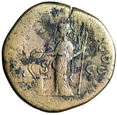 Marcus Aurelius AE Sestertius ''Salus Feeding Snake'' Rare
