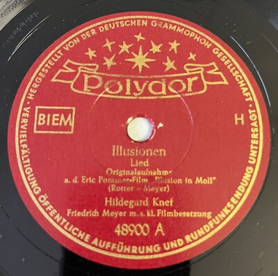 78rpm Hildegard Knef ILLUSIONS YOU ARE WONDERFUL SHELLAC GRAMOPHONE Kneef