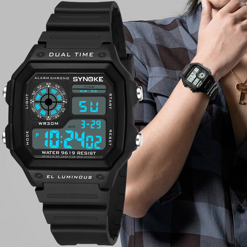 Fashion Men's Sports Watch LED Large Digital Waterproof Multifunction Wristwatch