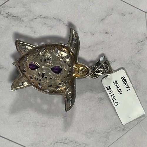 Hermoso colgante de tortuga de plata de ley .925 con piedras preciosas de amatista - Imagen 6 de 9