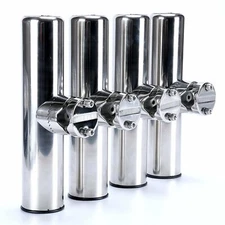 4PCS Boat Stainless Steel Clamp On Fishing Pole Rod Holders For Rails 7/8" to 1"