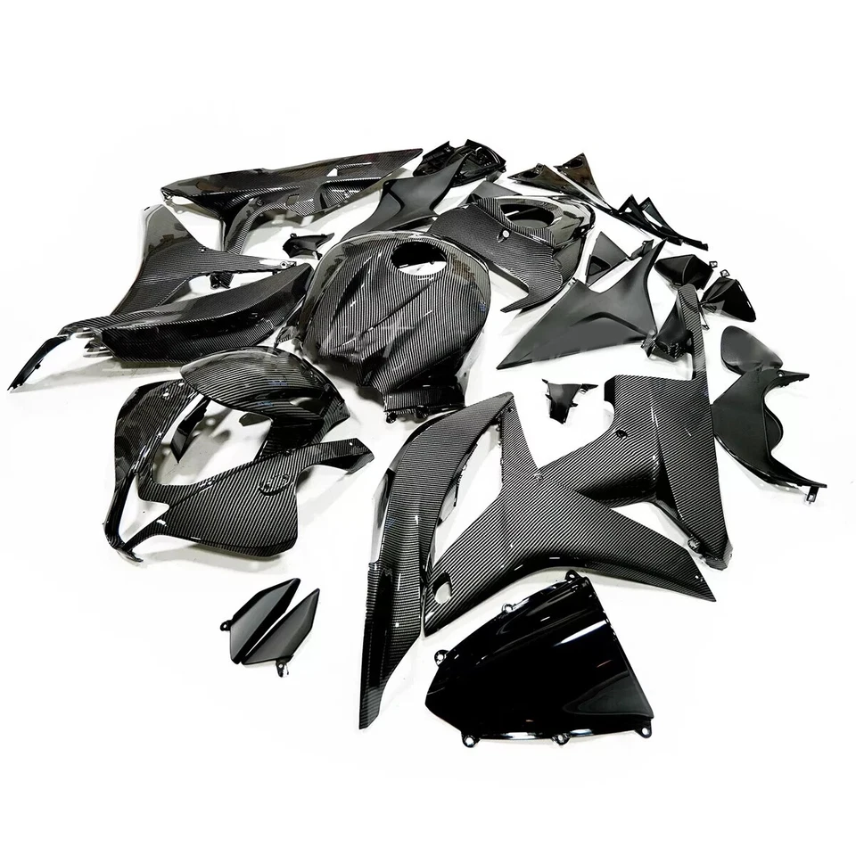 Kit de carenado ABS pintado de fibra de carbono negro carrocería para Honda CBR600RR 2007-2008 Foto 2 de 4