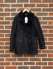 Burberry Ladies Shearling sheepskin Peacoat Jacket UK6 US4 EU34 Black Prorsum 