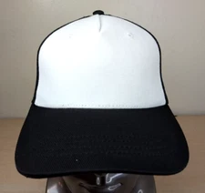 CRICUT BLANK/NO LOGO ADJUSTABLE SNAPBACK TRUCKER/MESH HAT/CAP, BLACK/WHITE